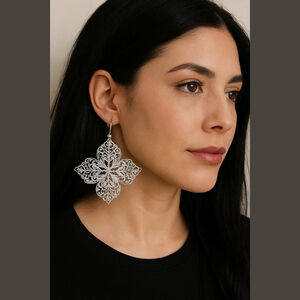 Silver Filigree Drop Earrings Women's One Size